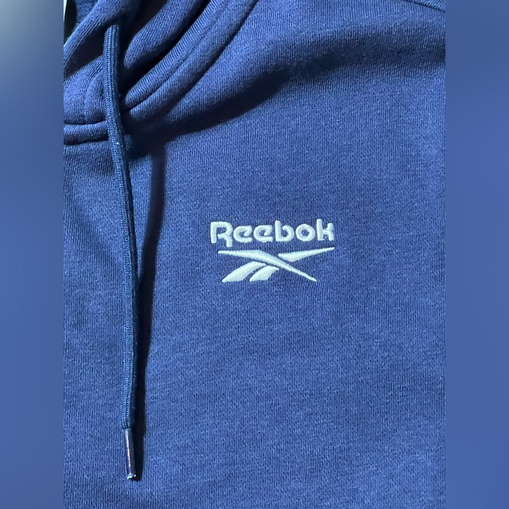 Reebok Identity SL‎ Fleece Full Zip Hoodie Men’s size Small Navy Blue Logo - Picture 6 of 10